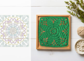 Square floral motif pattern